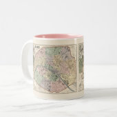 Vintage Karte von Paris Frankreich 1878 Zweifarbige Tasse (Vorderseite Links)