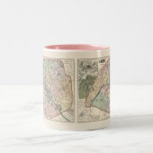 Vintage Karte von Paris Frankreich 1878 Zweifarbige Tasse (Mittel)