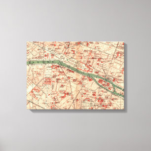 Vintage Karte von Paris Frankreich (1910) Leinwanddruck