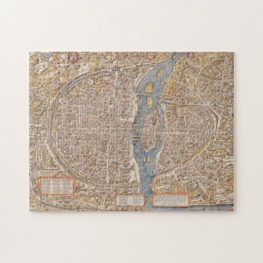 Vintage Karte von Paris, Frankreich, Canvas Print Puzzle (Horizontal)