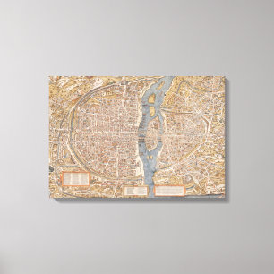 Vintage Karte von Paris Frankreich Leinwanddruck