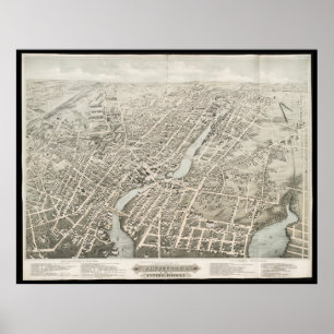 Vintage Karte von Pawtucket RI (1877) Poster