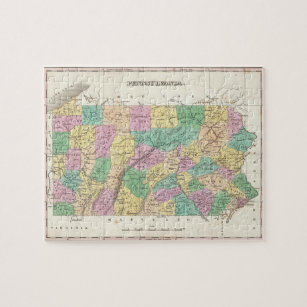 Vintage Karte von Pennsylvania (1827) Puzzle