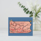 Vintage-Karte von Pennsylvania Postkarte (Stehend Vorderseite)
