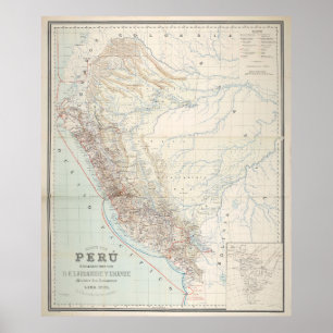 Vintage Karte von Peru (1903) Poster