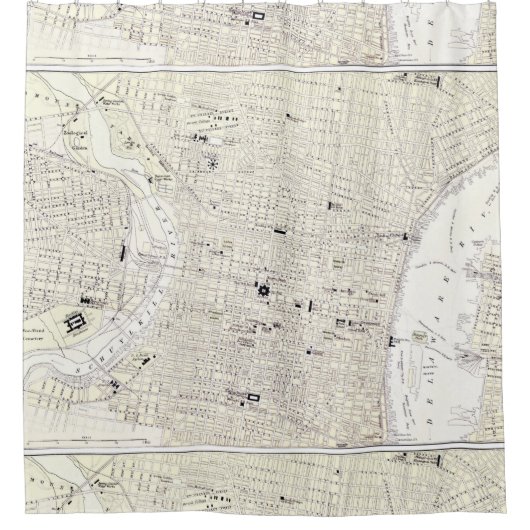 Vintage Karte von Philadelphia (1885) Duschvorhang (Vorderseite)