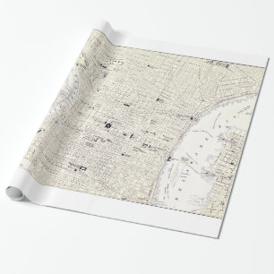 Vintage-Karte von Philadelphia (1885) Geschenkpapier