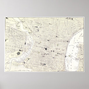 Vintage Karte von Philadelphia (1885) Poster