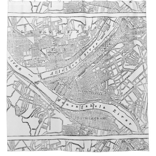 Vintage Karte von Pittsburgh (1885) Duschvorhang (Vorderseite)
