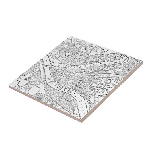 Vintage Karte von Pittsburgh (1885) Fliese (Seite)