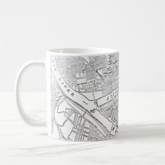 Vintage Karte von Pittsburgh (1885) Kaffeetasse (Links)