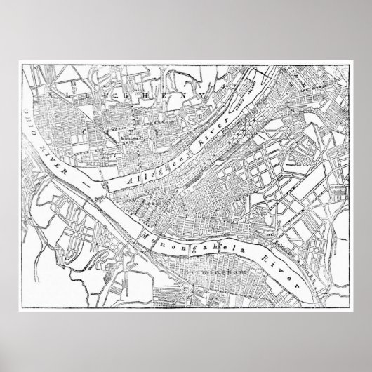 Vintage Karte von Pittsburgh (1885) Poster (Vorne)