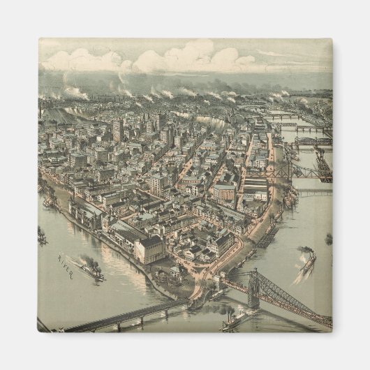 Vintage Karte von Pittsburgh (1902) Magnet (Vorne)
