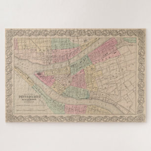 Vintage Karte von Pittsburgh PA (1855) Puzzle