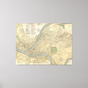 Vintage Karte von Pittsburgh PA (1891) Leinwanddruck