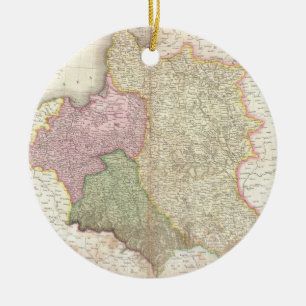 Vintage Karte von Polen (1818) Keramik Ornament