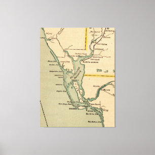 Vintage Karte von Port Charlotte Florida (1896) Leinwanddruck