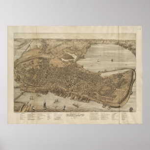 Vintage Karte von Portland Maine (1876) Poster