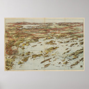 Vintage Karte von Portland Maine (1906) Poster