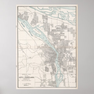 Vintage Karte von Portland Oregon (1901) Poster