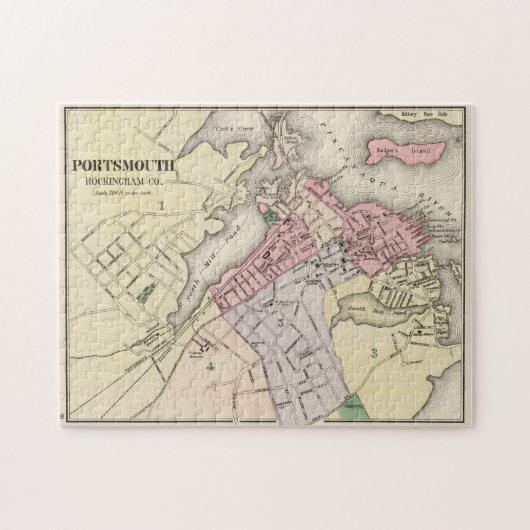 Vintage Karte von Portsmouth NH (1877) Puzzle (Horizontal)