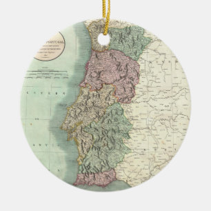 Vintage Karte von Portugal (1801) Keramikornament