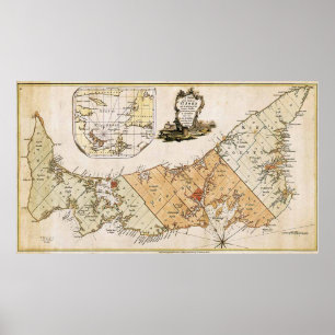 Vintage Karte von Prince-Edward-Insel (1775) Poster
