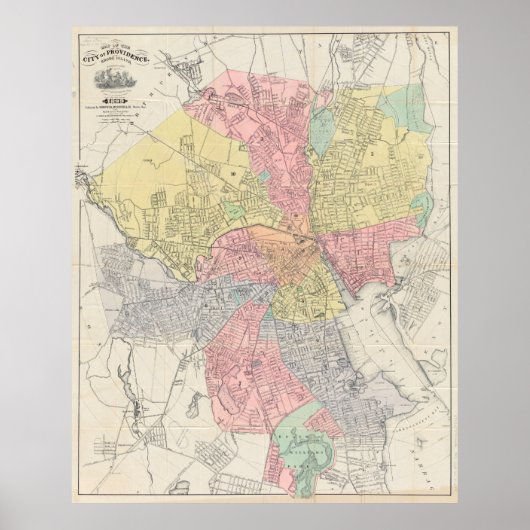 Vintage Karte von Providence Rhode Island (1899) Poster (Vorne)