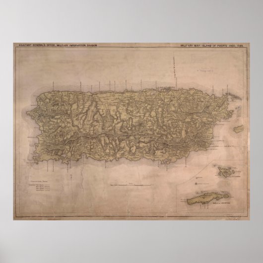Vintage Karte von Puerto Rico (1898) Poster (Vorne)