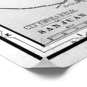 Vintage Karte von Puerto Rico (1901) BW Poster (Ecke)