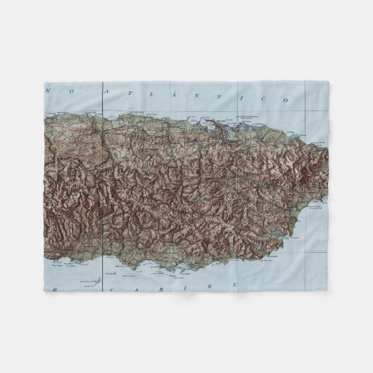 Vintage Karte von Puerto Rico (1952) Fleecedecke (Vorderseite (Horizontal))
