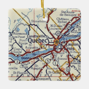 Vintage Karte von Quebec Keramikornament