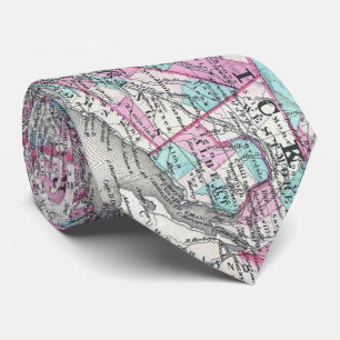 Vintage Karte von Quebec und von New-Brunswick Krawatte