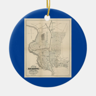 Vintage-Karte von Reading PA 1877 Keramik Ornament