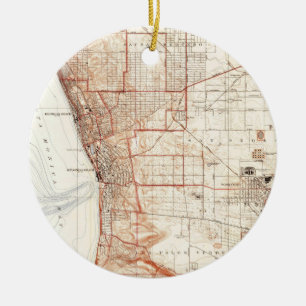 Vintage-Karte von Redondo Beach & Torrance CA (193 Keramikornament