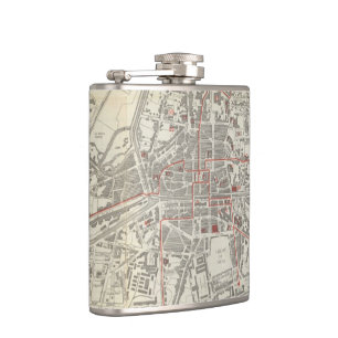 Vintage Karte von Rennes Frankreich (1905) Flachmann