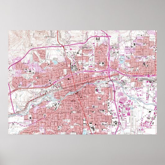 Vintage Karte von Reno Nevada (1967) Poster (Vorne)