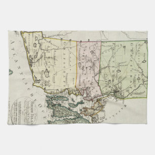 Vintage Karte von Rhode Island (1797) Geschirrtuch