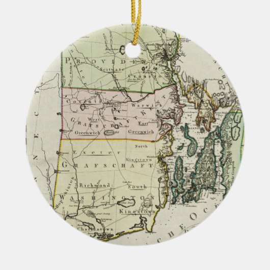 Vintage Karte von Rhode Island (1797) Keramikornament (Vorne)