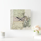 Vintage Karte von Rhode Island (1797) Quadratische Wanduhr (Zuhause)