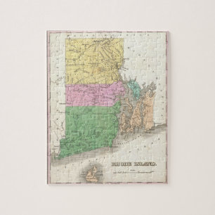 Vintage Karte von Rhode Island (1827) Puzzle