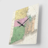 Vintage Karte von Rhode Island (1827) Quadratische Wanduhr (Winkel)