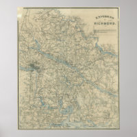 Vintage Karte von Richmond Virginia (1864)