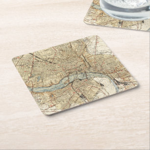 Vintage Karte von Richmond Virginia (1934) Rechteckiger Pappuntersetzer