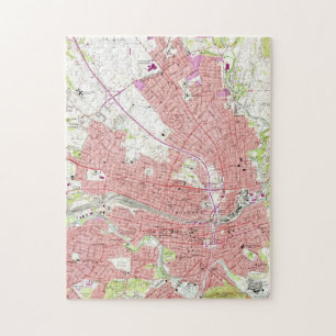Vintage Karte von Roanoke Virginia (1963) Puzzle