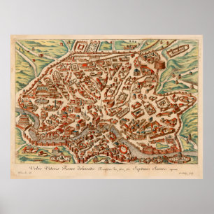 Vintage Karte von Rom Italien (1660) Poster