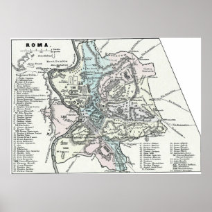 Vintage Karte von Rom Italien (1862) Poster