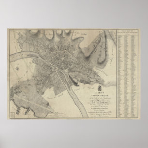 Vintage Karte von Rouen France (1700) Poster