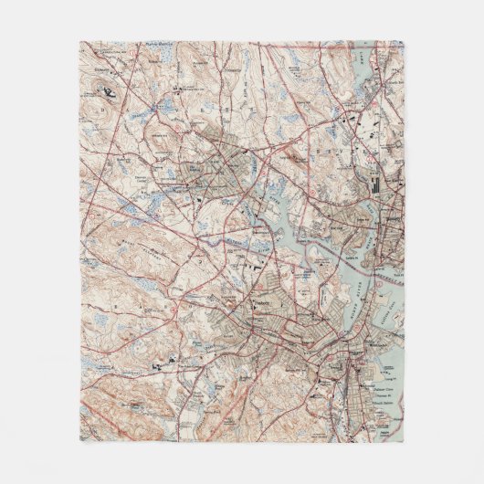 Vintage Karte von Salem Massachusetts (1942) Fleecedecke (Vorderseite)