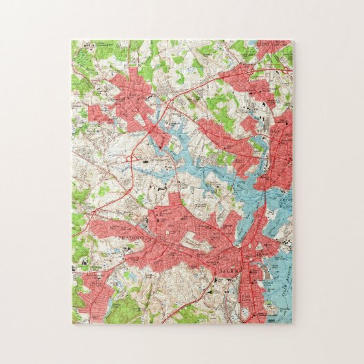 Vintage Karte von Salem Massachusetts (1956) Puzzle (Vertikal)